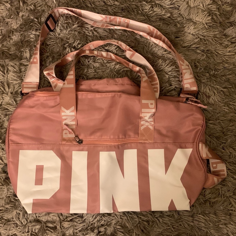 Pink duffle bag